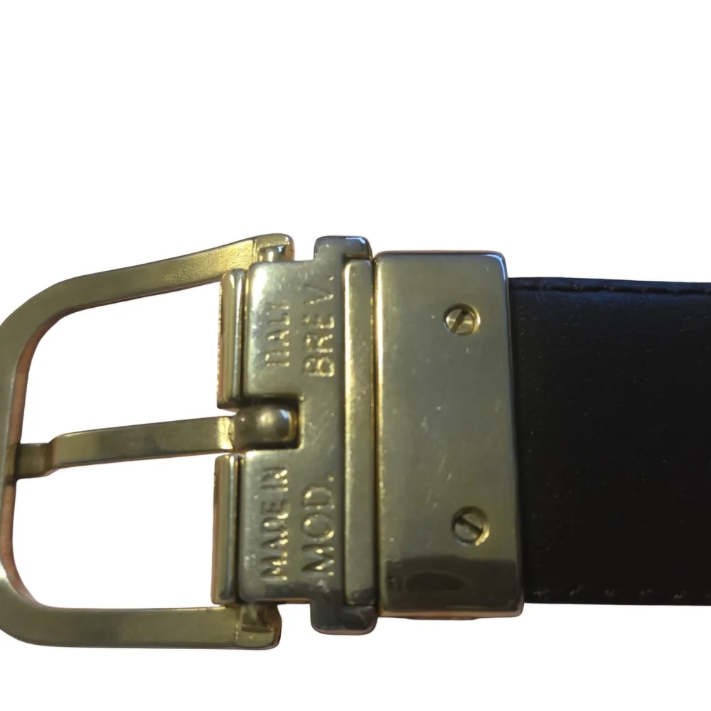 Christian Dior Black Leather Belt with Gold Buckle